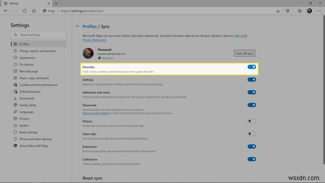 Cách đồng bộ hóa Dấu trang Microsoft Edge