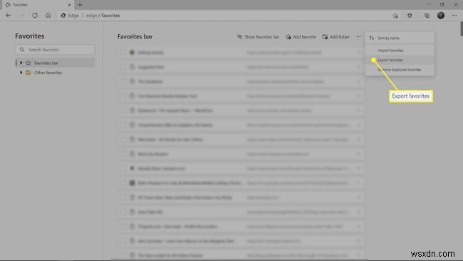 Cách sao lưu Mục yêu thích trên Microsoft Edge
