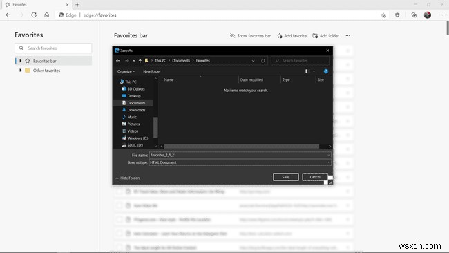 Cách sao lưu Mục yêu thích trên Microsoft Edge