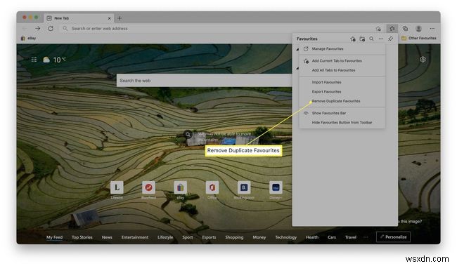 Cách xóa mục ưa thích trên Microsoft Edge