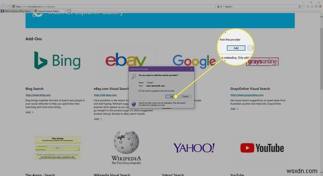 Cách thêm công cụ tìm kiếm vào Internet Explorer 11