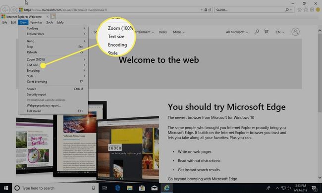 Cách sửa đổi kích thước văn bản trong Internet Explorer