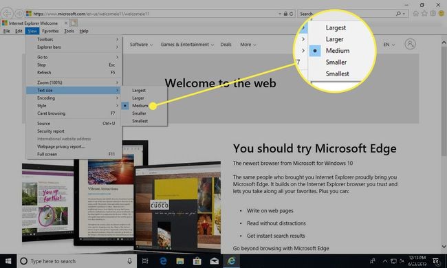 Cách sửa đổi kích thước văn bản trong Internet Explorer