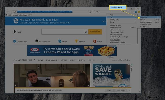 Cách kích hoạt Chế độ toàn màn hình trong Internet Explorer 11