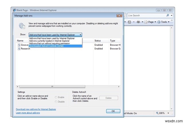 Cách xóa điều khiển ActiveX của Internet Explorer