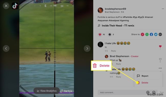 Cách xóa nhận xét trên TikTok