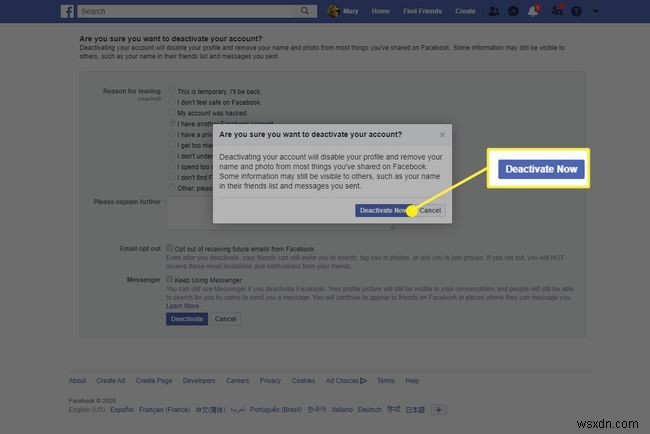 Cách hủy kích hoạt tài khoản Facebook của bạn