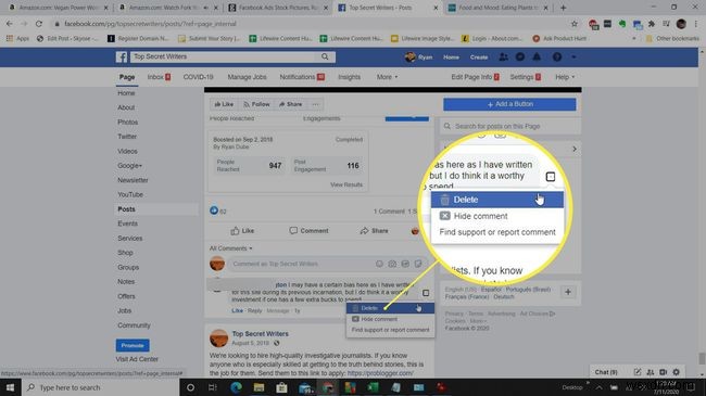 Cách xóa nhận xét trên Facebook