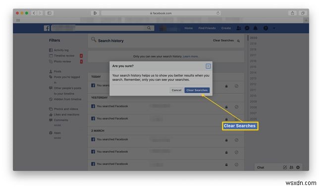 Cách xóa lịch sử tìm kiếm trên Facebook của bạn