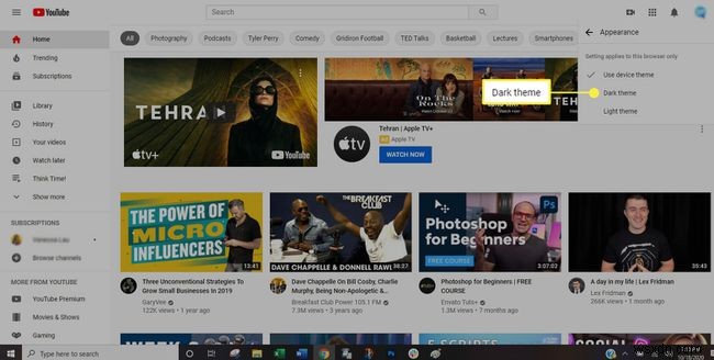 Cách bật Chủ đề tối của YouTubes