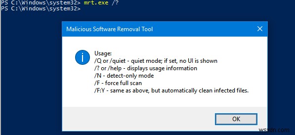 Sử dụng Công cụ loại bỏ phần mềm độc hại (MRT.exe) trên Windows 