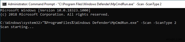 Cách sử dụng Windows Defender từ Command Prompt