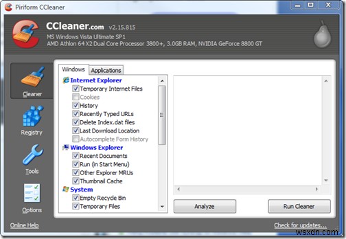 Cách tự động dọn dẹp Windows Vista với CCleaner