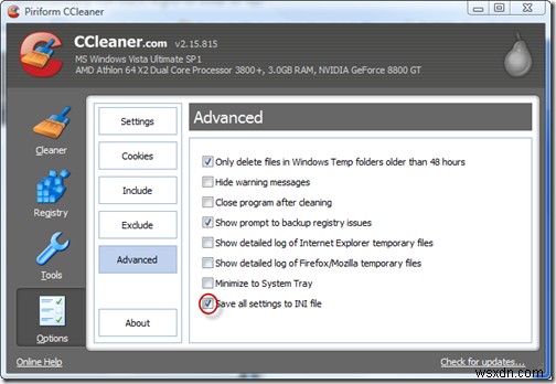 Cách tự động dọn dẹp Windows Vista với CCleaner