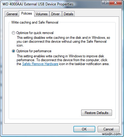 Tăng tốc ổ USB bên ngoài của bạn trong Windows Vista