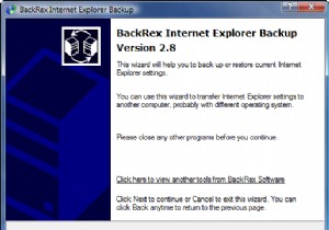 Cách sao lưu cài đặt Internet Explorer bằng BackRex