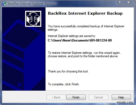 Cách sao lưu cài đặt Internet Explorer bằng BackRex