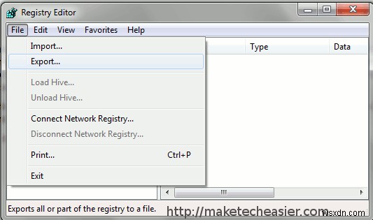 Cách sao lưu sổ đăng ký trong Windows 7