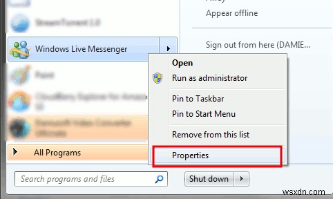 Đoạn mã:Đặt Windows Live Messenger thu nhỏ thành thanh trạng thái