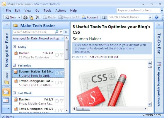 Cách đọc nguồn cấp dữ liệu Google Reader của bạn trong Microsoft Outlook