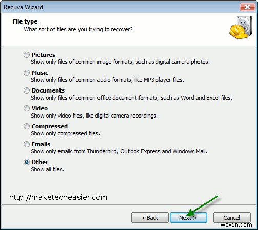 Cách khôi phục tệp đã xóa bằng Recuva Portable trong Windows 7