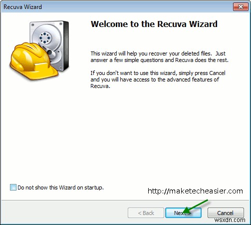 Cách khôi phục tệp đã xóa bằng Recuva Portable trong Windows 7