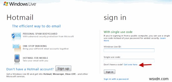 Cách lấy mã đăng nhập một lần cho tài khoản Windows Live của bạn