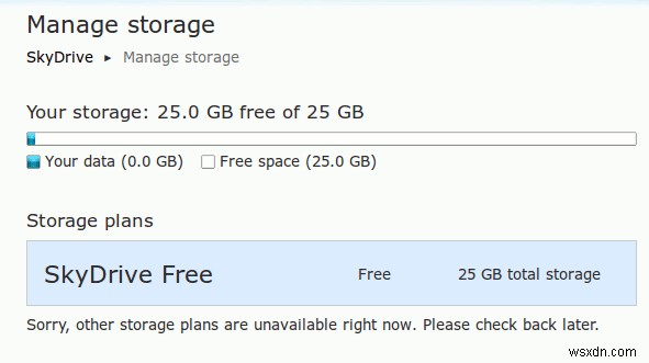 Cách yêu cầu 25GB dung lượng lưu trữ SkyDrive khi nó kéo dài