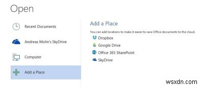 Thêm Dropbox và Google Drive vào Microsoft Office 2013