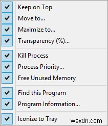 Thêm trình đơn hữu ích bổ sung vào cửa sổ ứng dụng với trình đơn Windows Plus