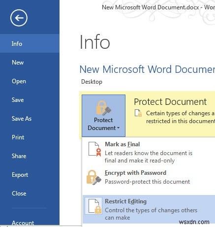3 cách bảo vệ tài liệu của bạn trong Microsoft Word 2013