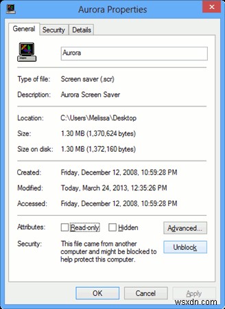 Cách thêm Trình bảo vệ màn hình Aurora trong Windows 8