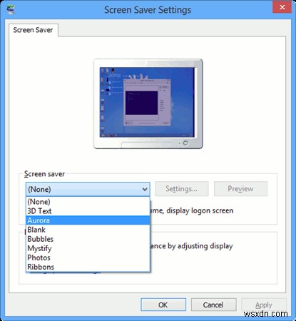 Cách thêm Trình bảo vệ màn hình Aurora trong Windows 8