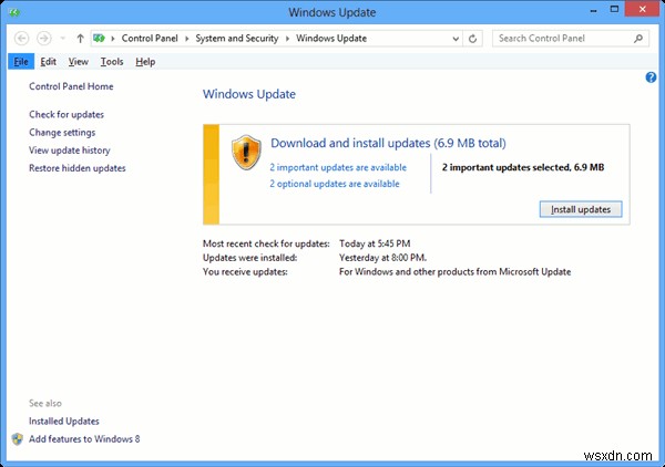 Cách nhận thông báo cập nhật trên màn hình trong Windows 8