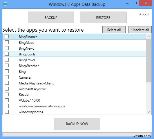 Cách sao lưu dữ liệu ứng dụng trong Windows 8
