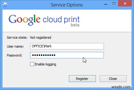 In tệp từ xa trong Windows với Google Cloud Print