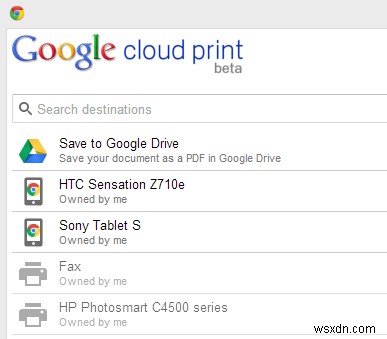 In tệp từ xa trong Windows với Google Cloud Print