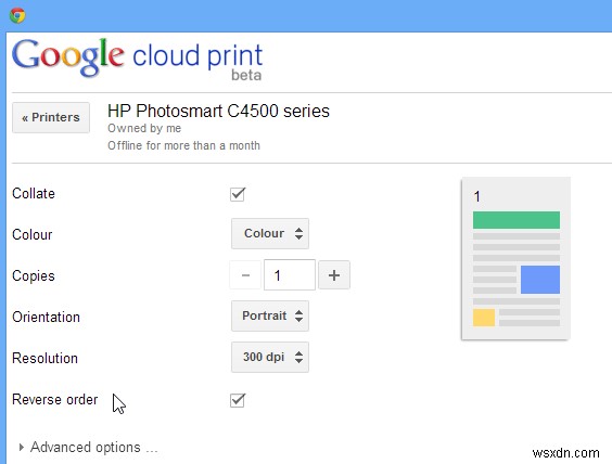 In tệp từ xa trong Windows với Google Cloud Print