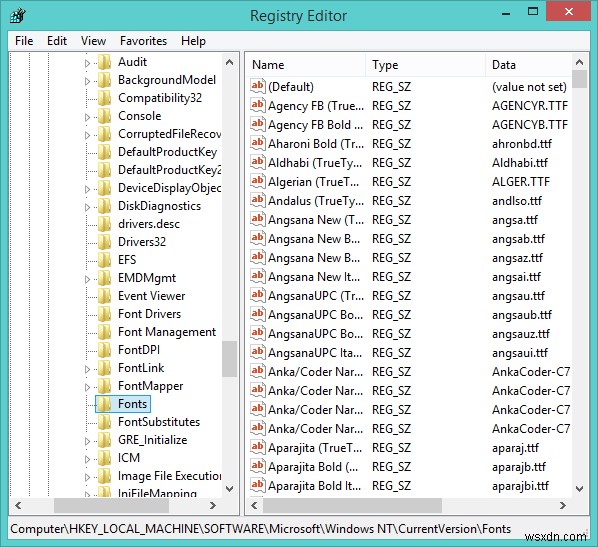 Cách xóa phông chữ bằng Windows Registry