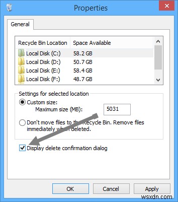 Cách bật hộp thoại xác nhận xóa trong Windows 8