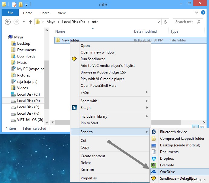 Cách thêm OneDrive để gửi tới trình đơn ngữ cảnh trong Windows