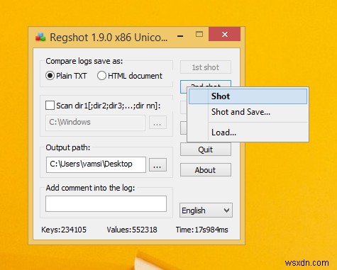 Dễ dàng theo dõi các thay đổi trong sổ đăng ký Windows với Regshot