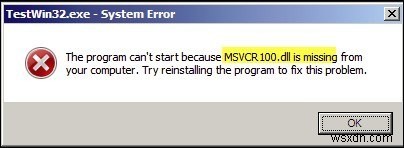 Cách sửa lỗi  MSVCR100.dll bị thiếu 