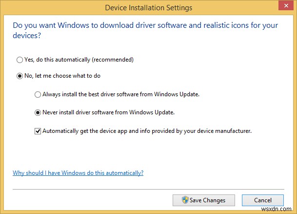 Cách tắt cập nhật trình điều khiển thông qua Windows Update