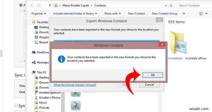 Cách xuất danh bạ iPhone sang tệp CSV trong Windows 8