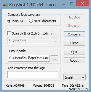 Cách theo dõi các thay đổi trong Windows Registry với RegShot