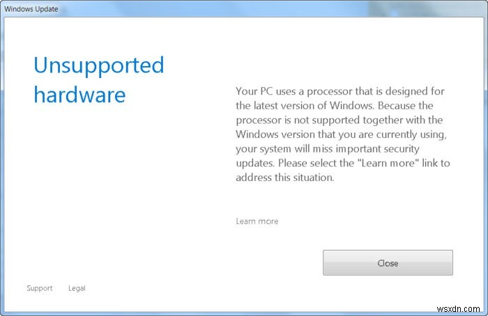 Lỗi cập nhật Windows 7 / 8.1  Bộ xử lý không được hỗ trợ  trên CPU mới