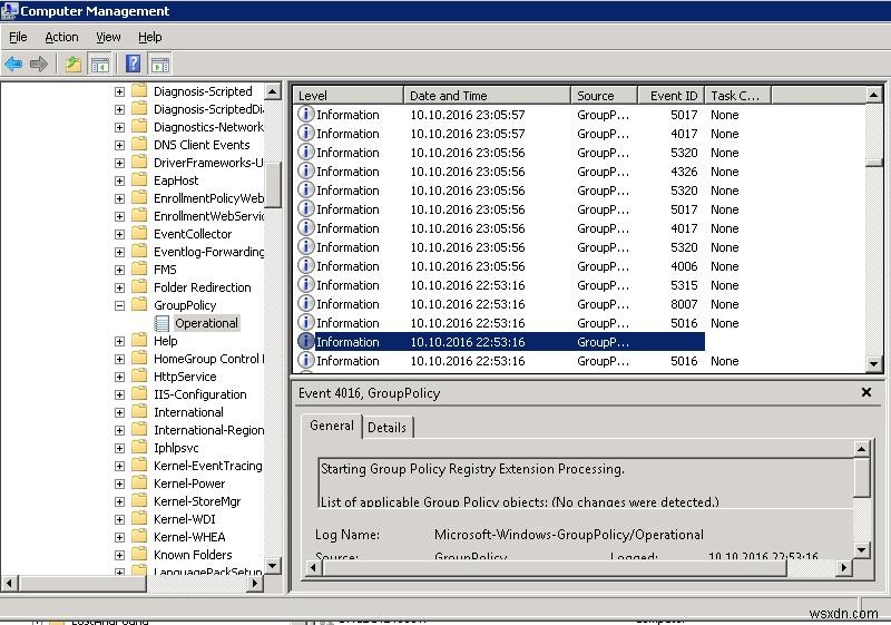 Ghi nhật ký GPO bằng Gpsvc.log trong Windows 7