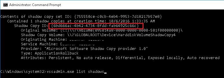 Khôi phục tệp được mã hóa từ VSS Snapshot sau khi nhiễm Ransomware