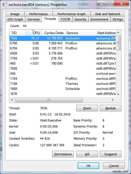 Khắc phục sự cố rò rỉ bộ nhớ và sử dụng CPU cao của Svchost.exe (wuauserv)